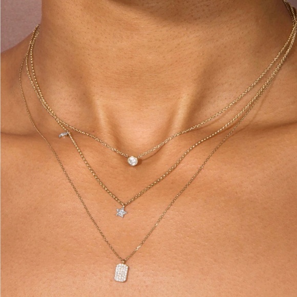 NEW Stone and Strand Tagged Diamond Pendant Necklace Gold - Picture 4 of 4